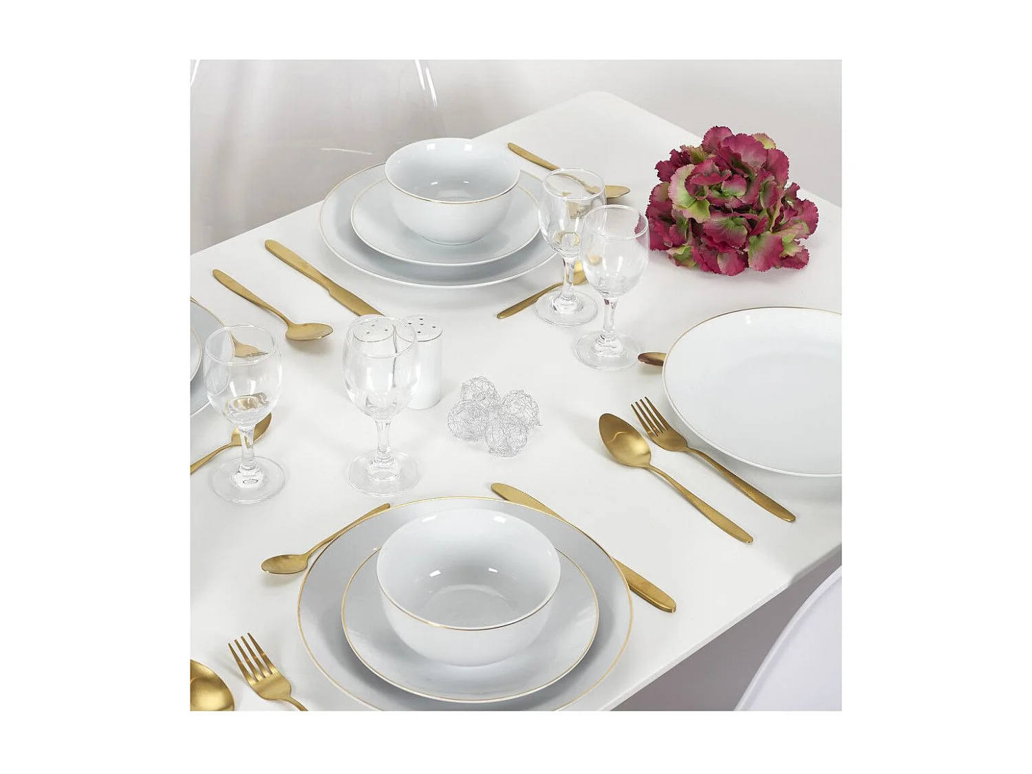 Lot de 6 Assiettes Plates "Liseré" 27cm Blanc