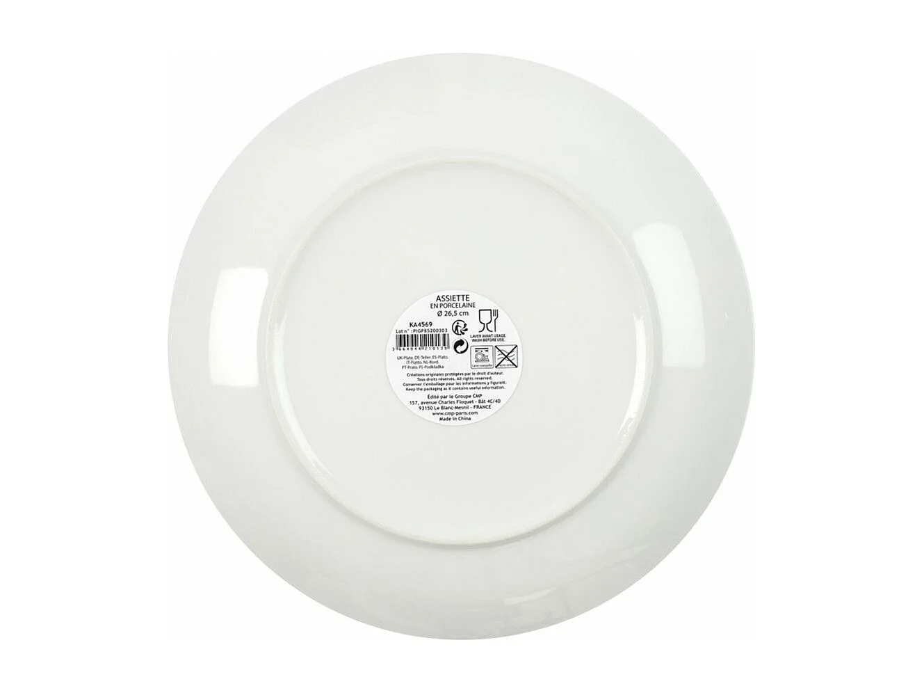 Lot de 6 Assiettes Plates "Liseré" 27cm Blanc