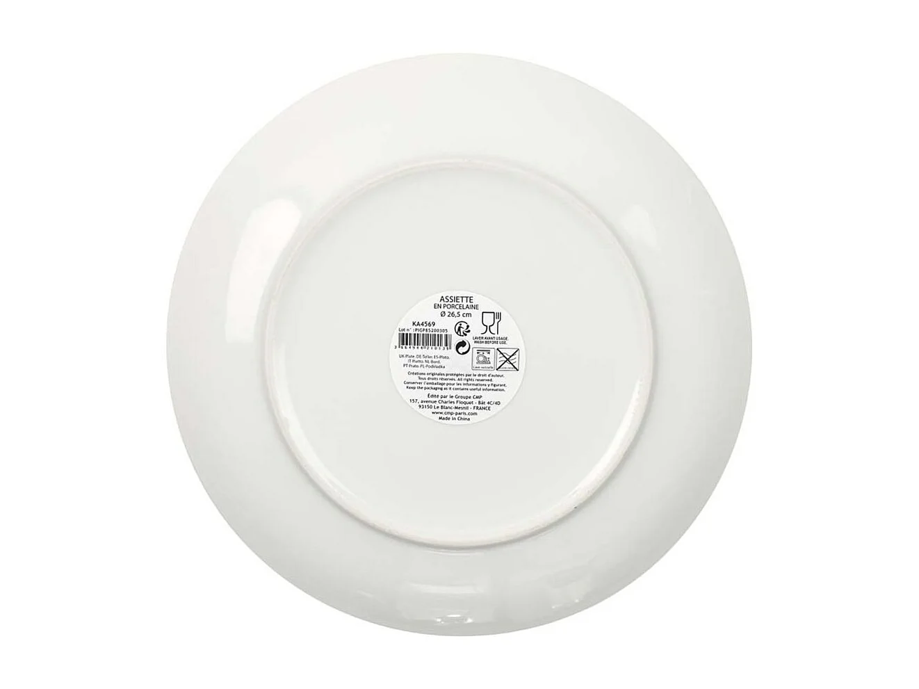 Lot de 6 Assiettes Plates "Liseré" 27cm Blanc