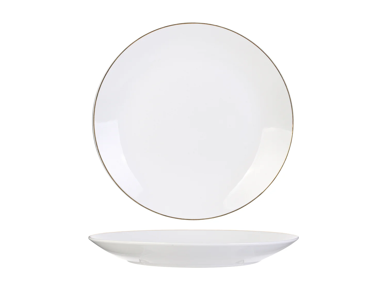 Assiette Lisere Dore 26cm Blanc, Or
