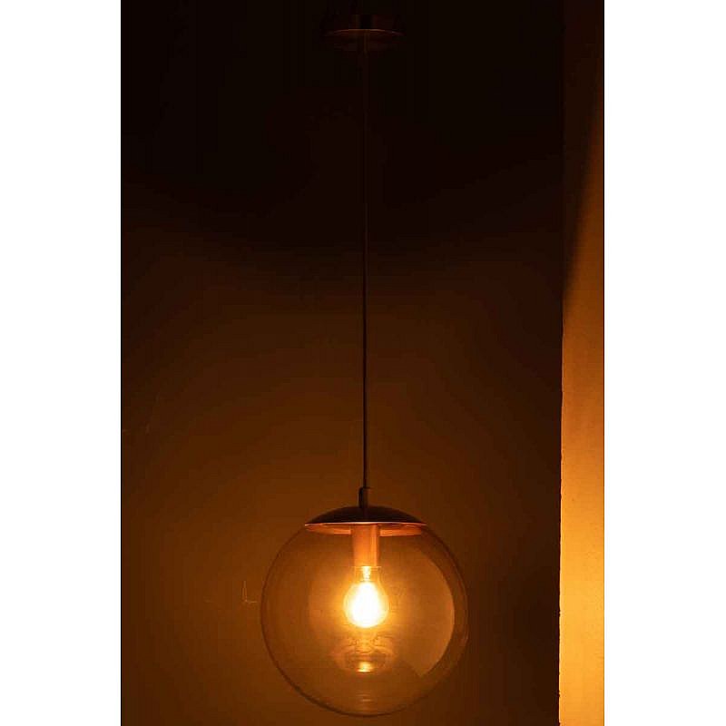Lampe Suspension Boule "Vincennes" 30cm Ocre