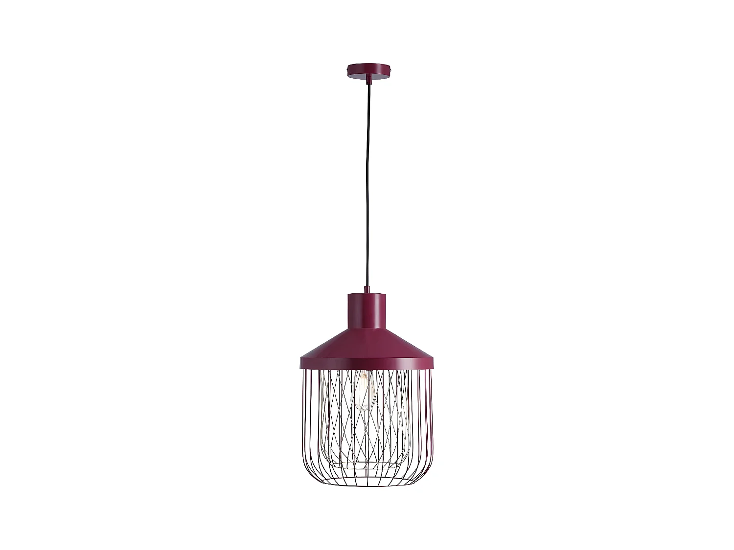 Suspension luminaire - Cage métallique - D 31 x H 43,7 cm - Rose
