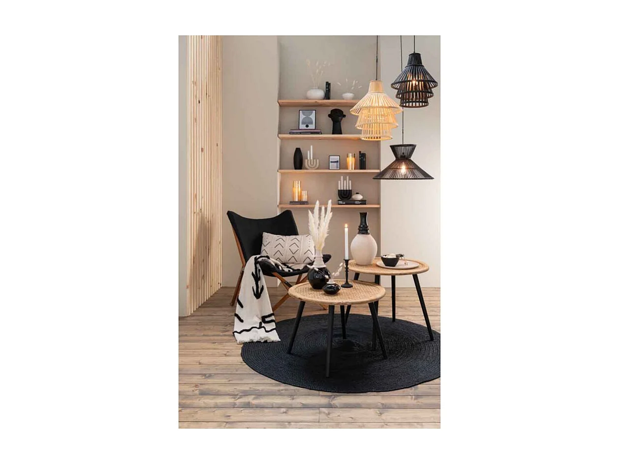 Lampe Suspension en Bambou "Midano" 51cm Noir