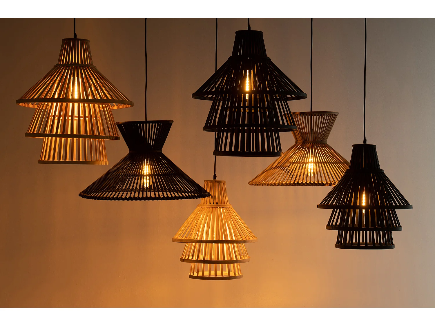 Lampe Suspension en Bambou "Midano" 51cm Naturel