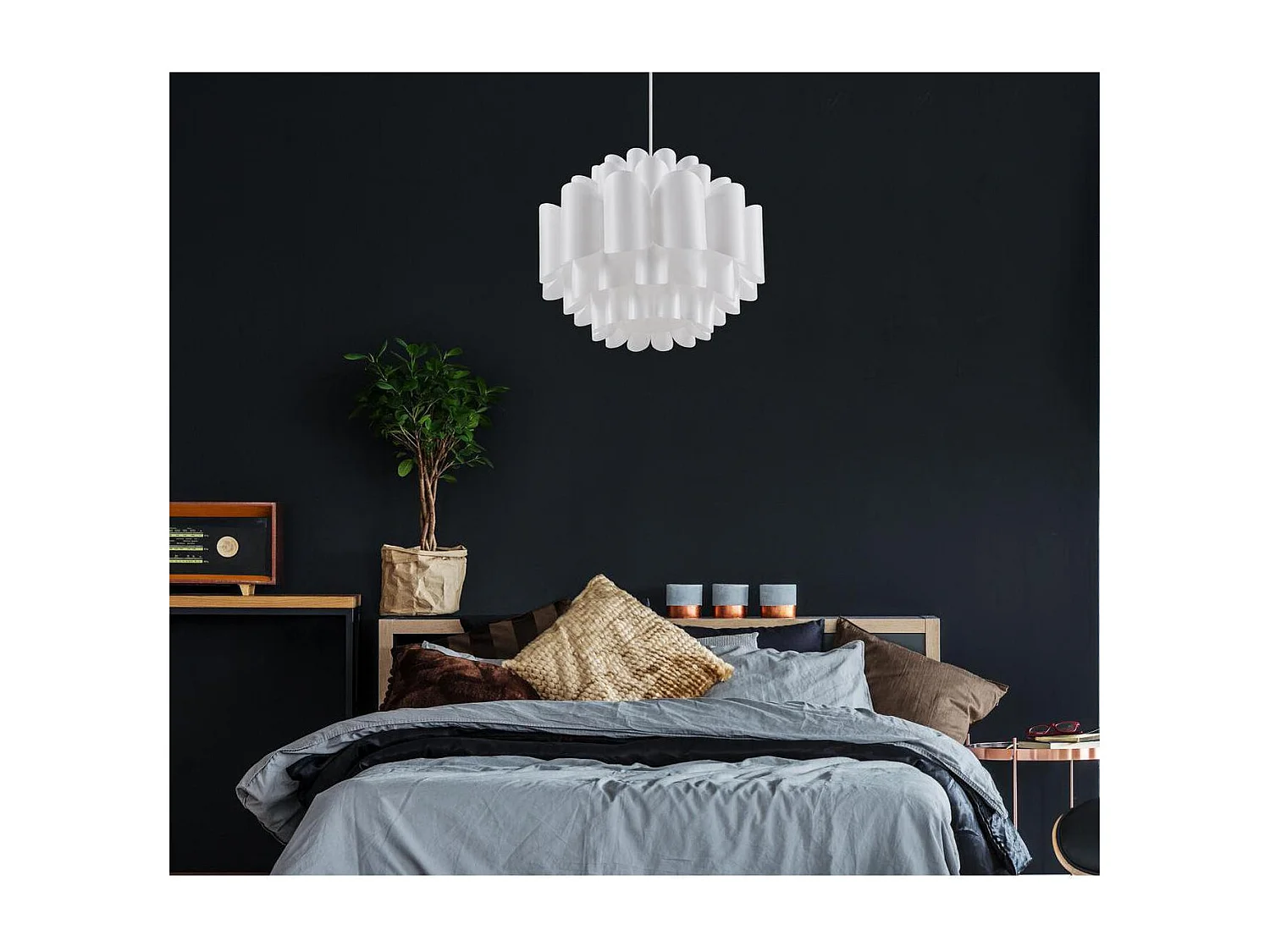 Lampe Suspension Design "Epes" 130cm Blanc
