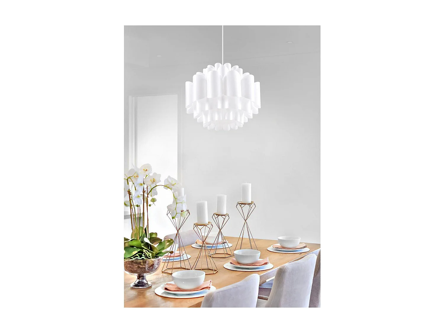 Lampe Suspension Design "Epes" 130cm Blanc