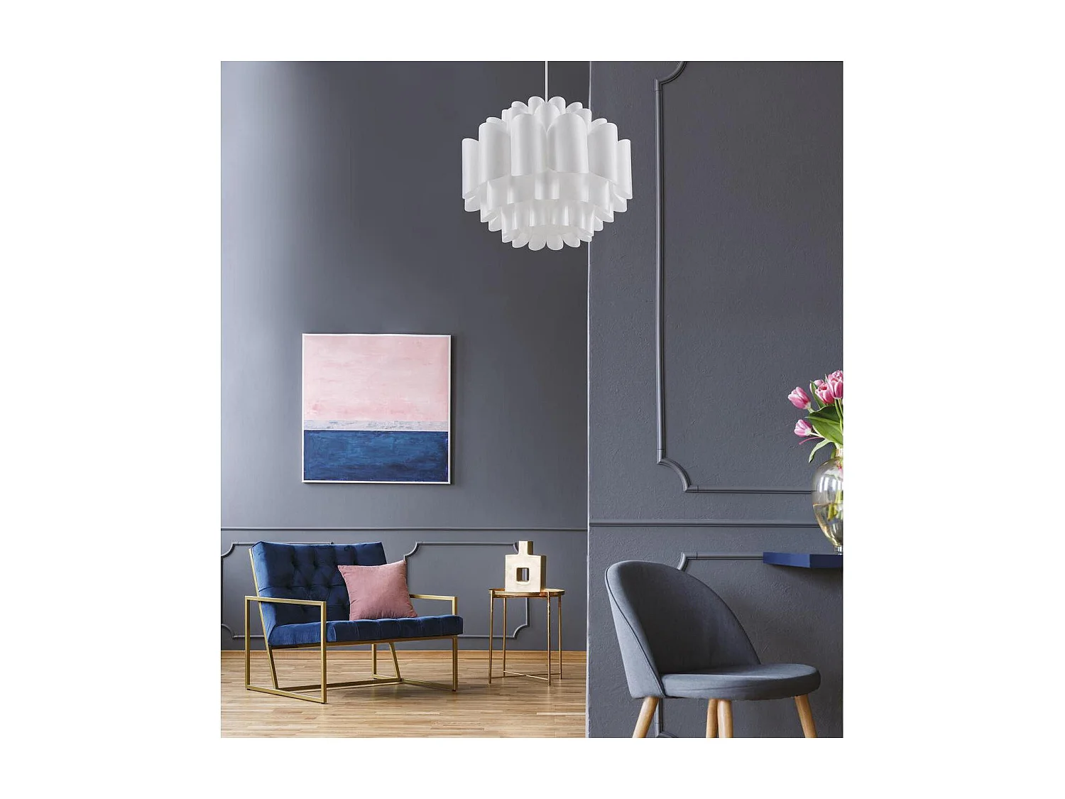 Lampe Suspension Design "Epes" 130cm Blanc