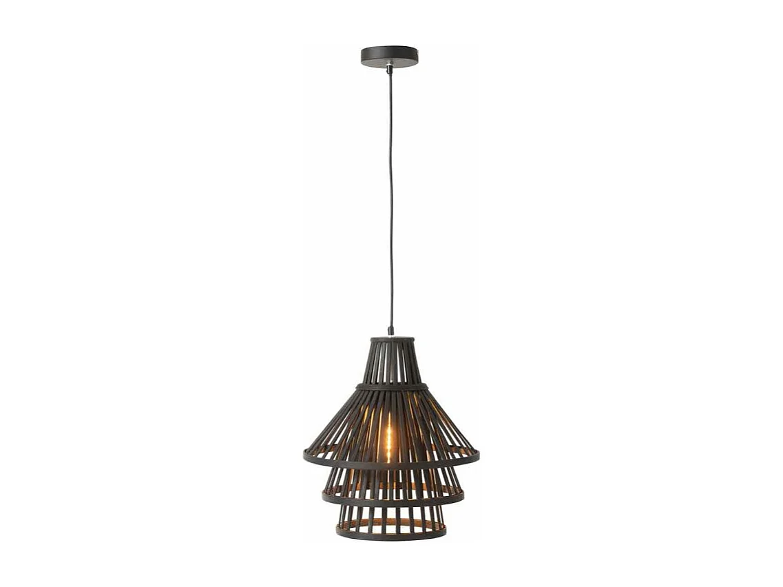 Lampe Suspension en Bambou "Midano" 42cm Noir