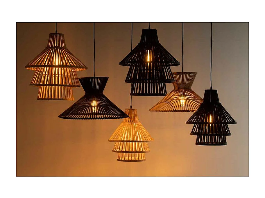 Lampe Suspension en Bambou "Midano" 42cm Noir