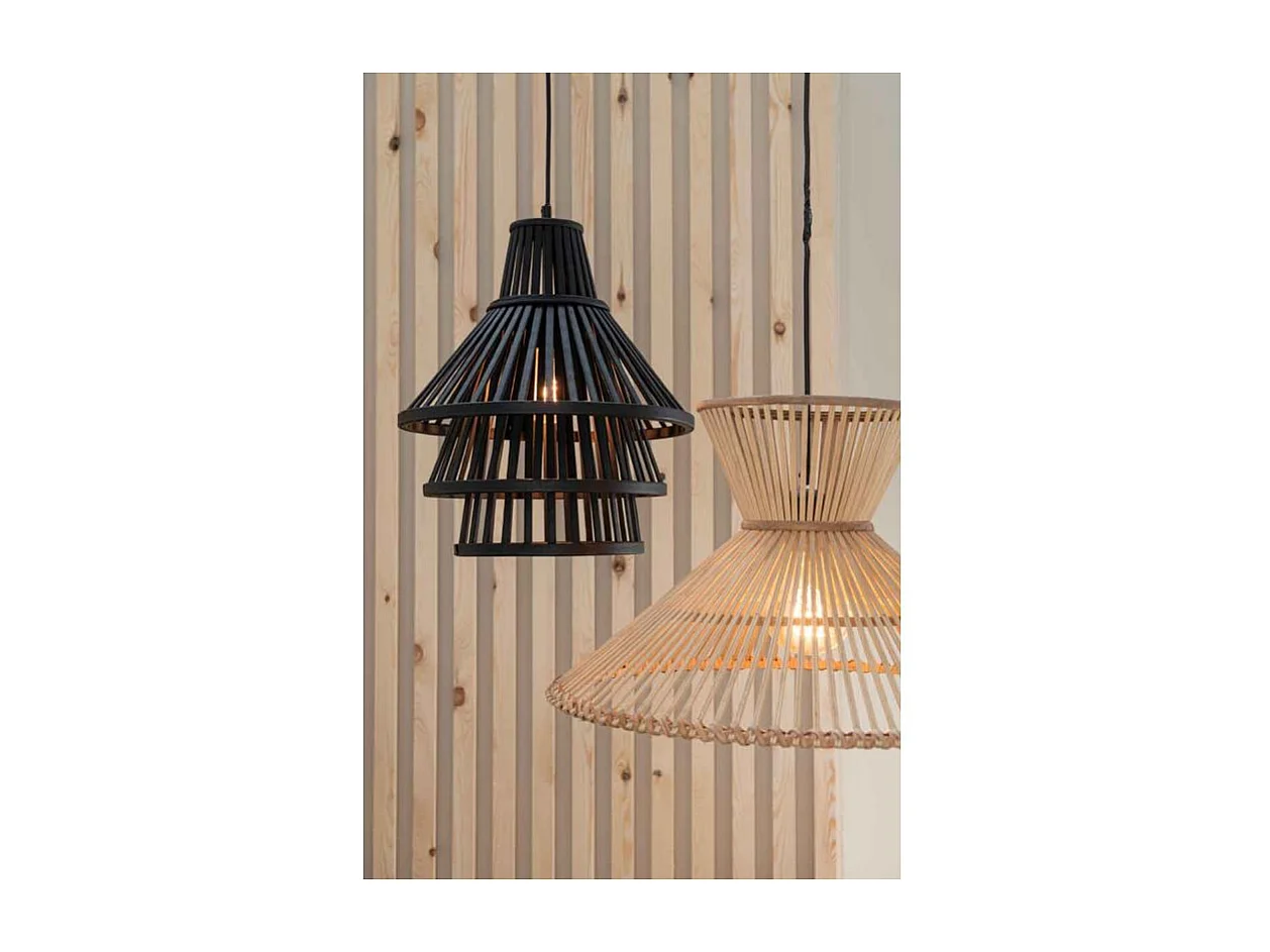 Largo natuurlijke bamboe hanglamp - Set van 2