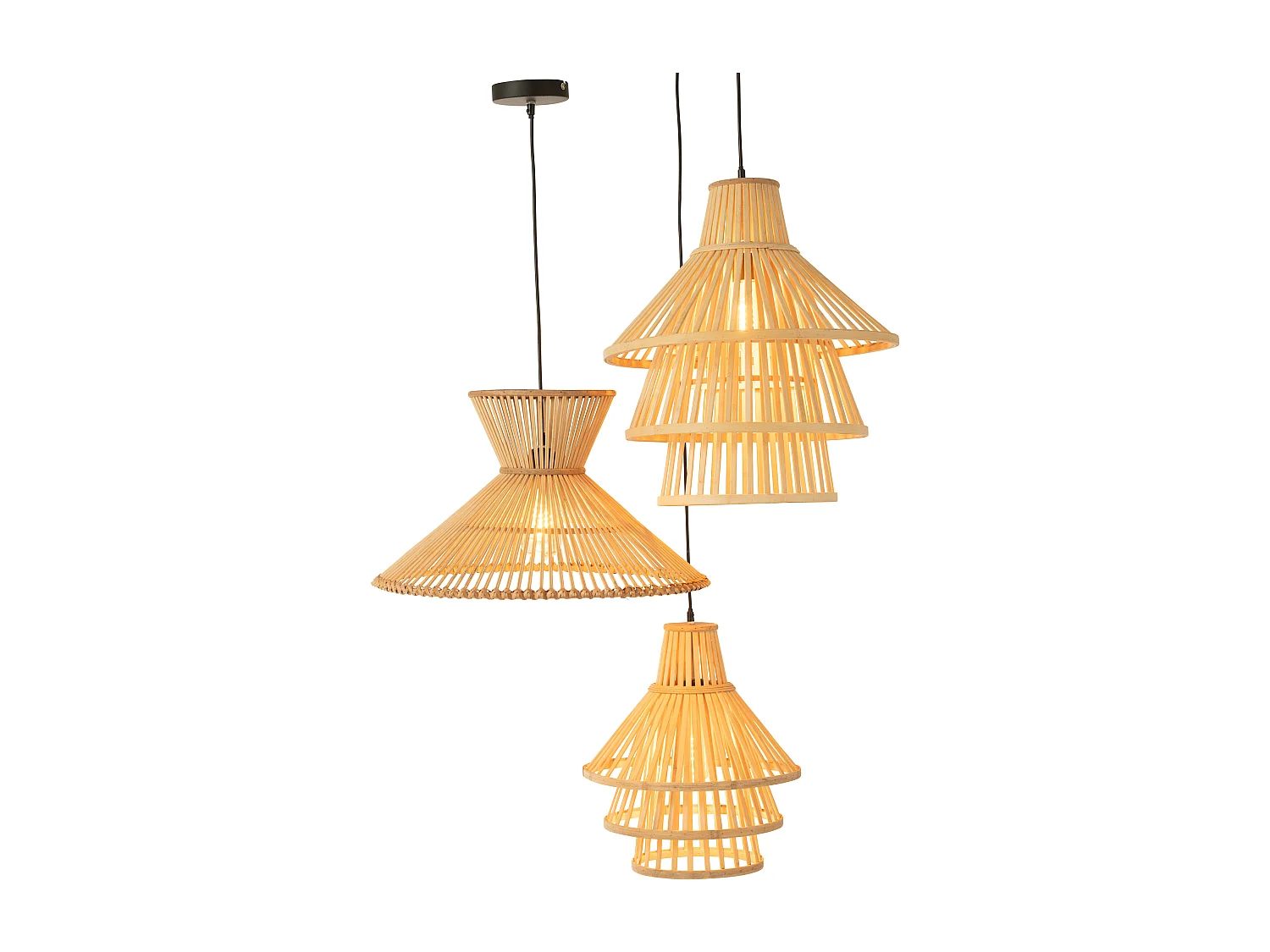 Lampe Suspension en Bambou "Midano" 53cm Naturel