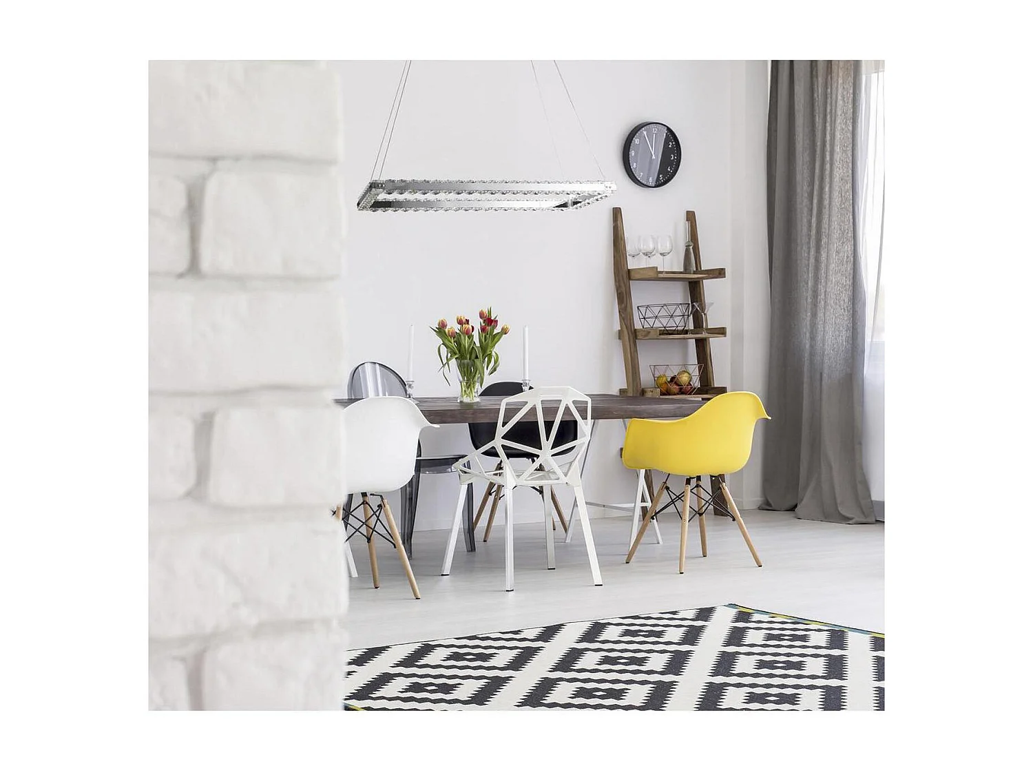 Lampe Suspension Strass "Elmore II" 120cm Argent