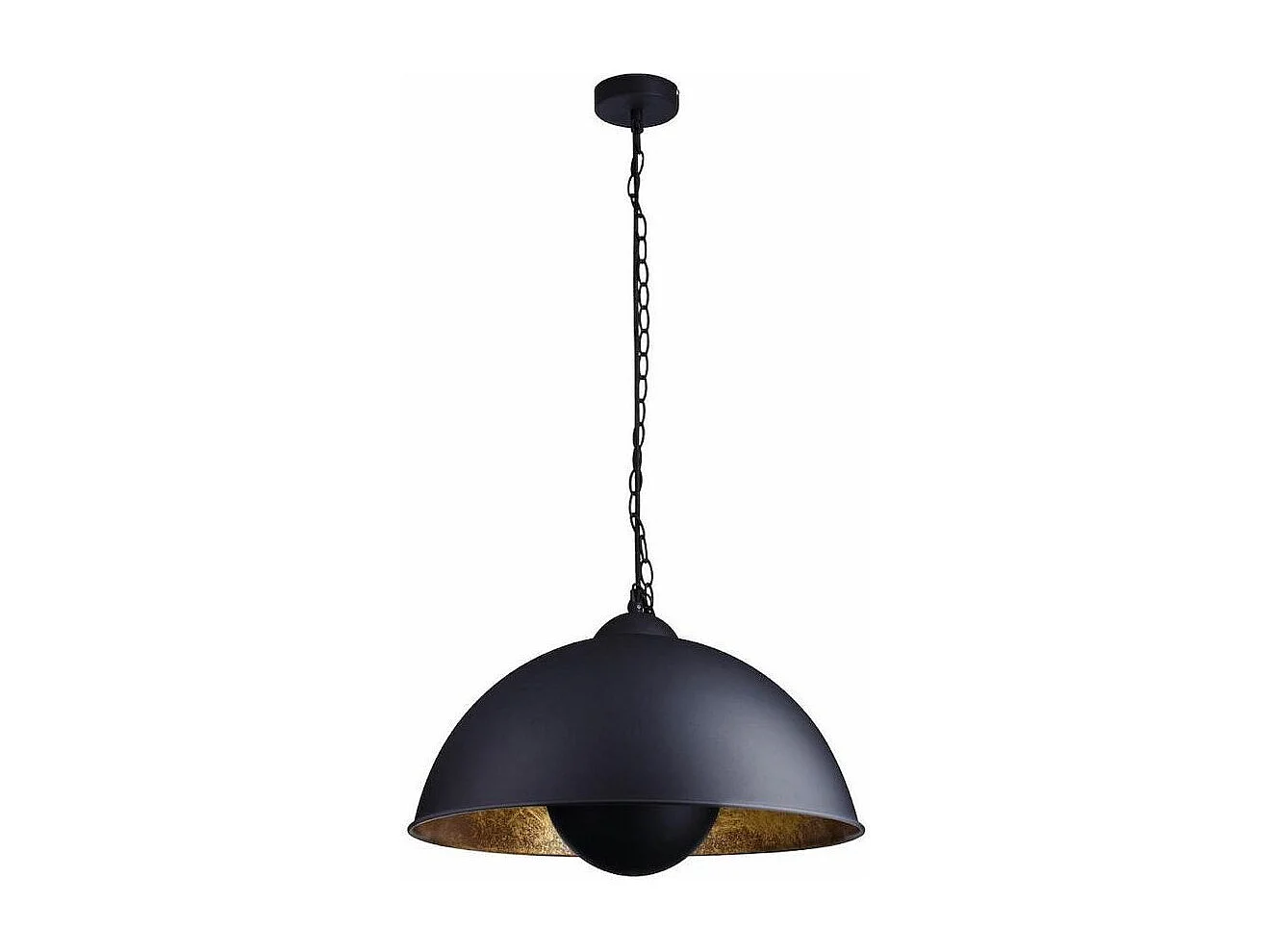 Zwart metalen hanglamp met gouden binnenkant Fola D 40 cm