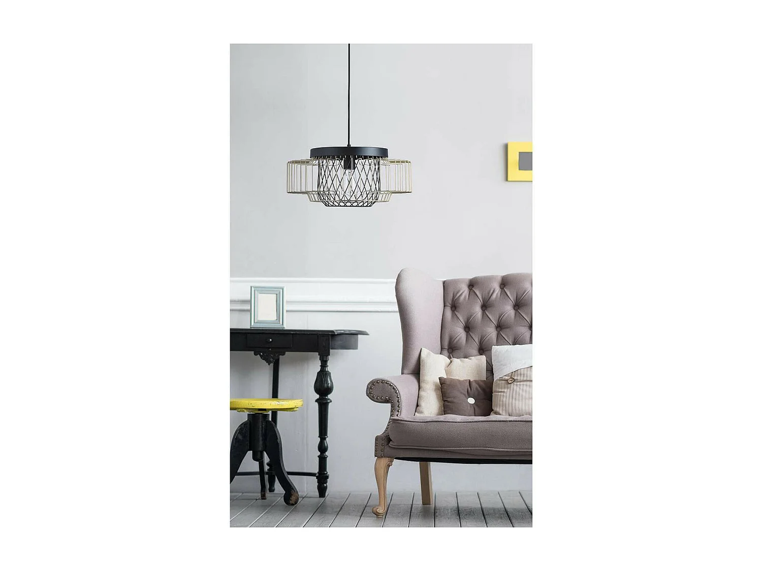 Lampe Suspension "Geraldine" 127cm Noir & Or