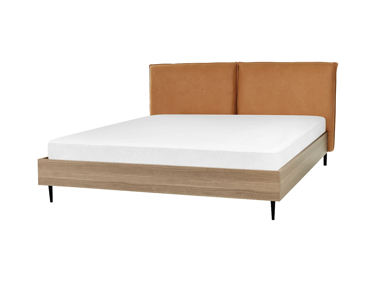 Lit avec sommier Cuir PU LIMANTON 180 x 200 cm Marron doré