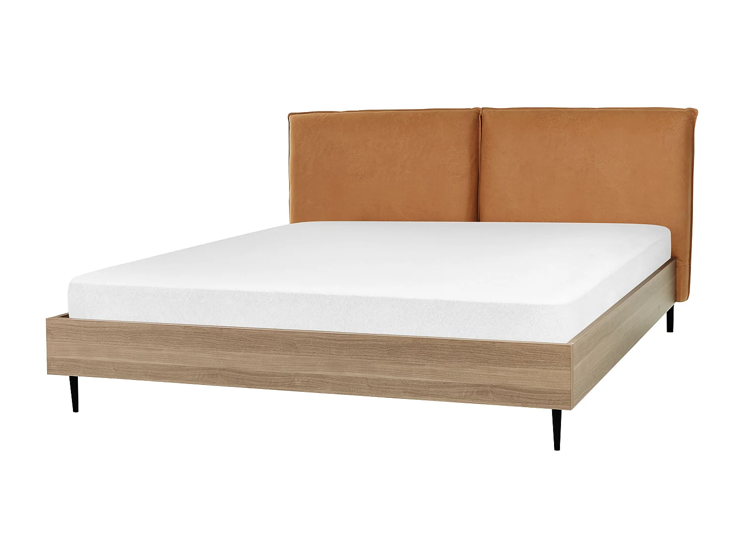 Lit avec sommier Cuir PU LIMANTON 180 x 200 cm Marron doré