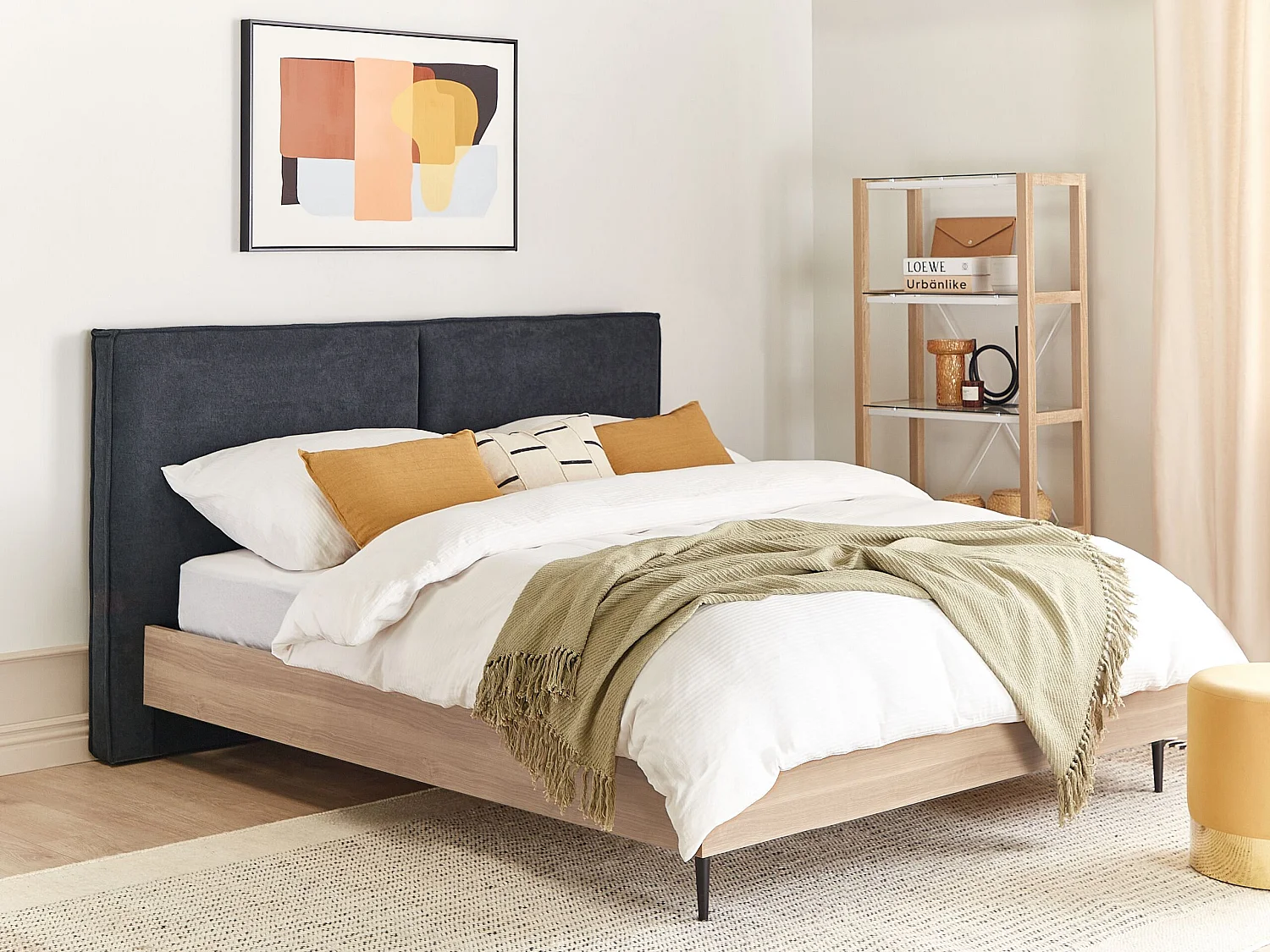 Lit avec sommier Tissu IZERNORE 180 x 200 cm Gris foncé