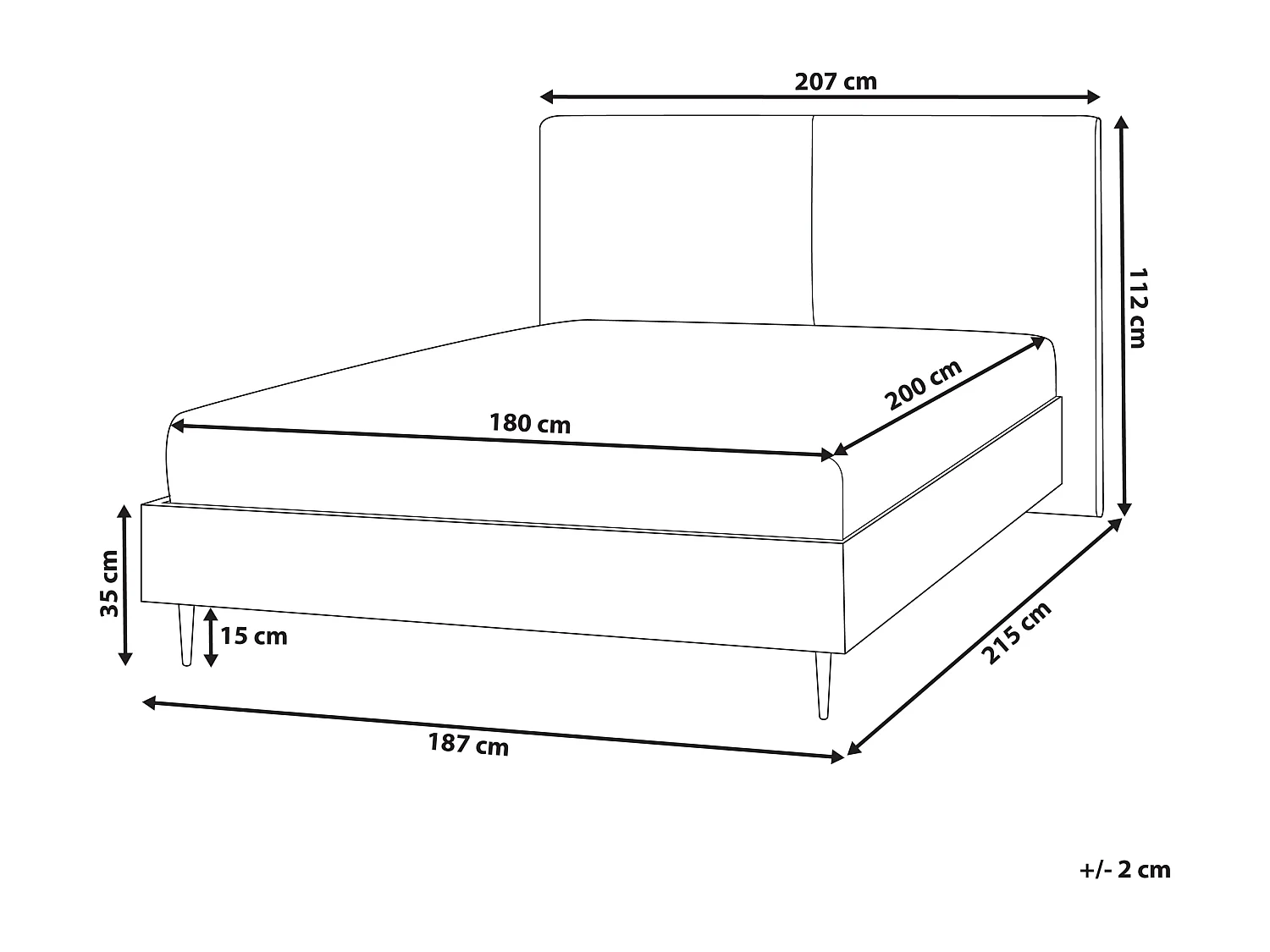 Lit avec sommier Tissu IZERNORE 180 x 200 cm Gris foncé