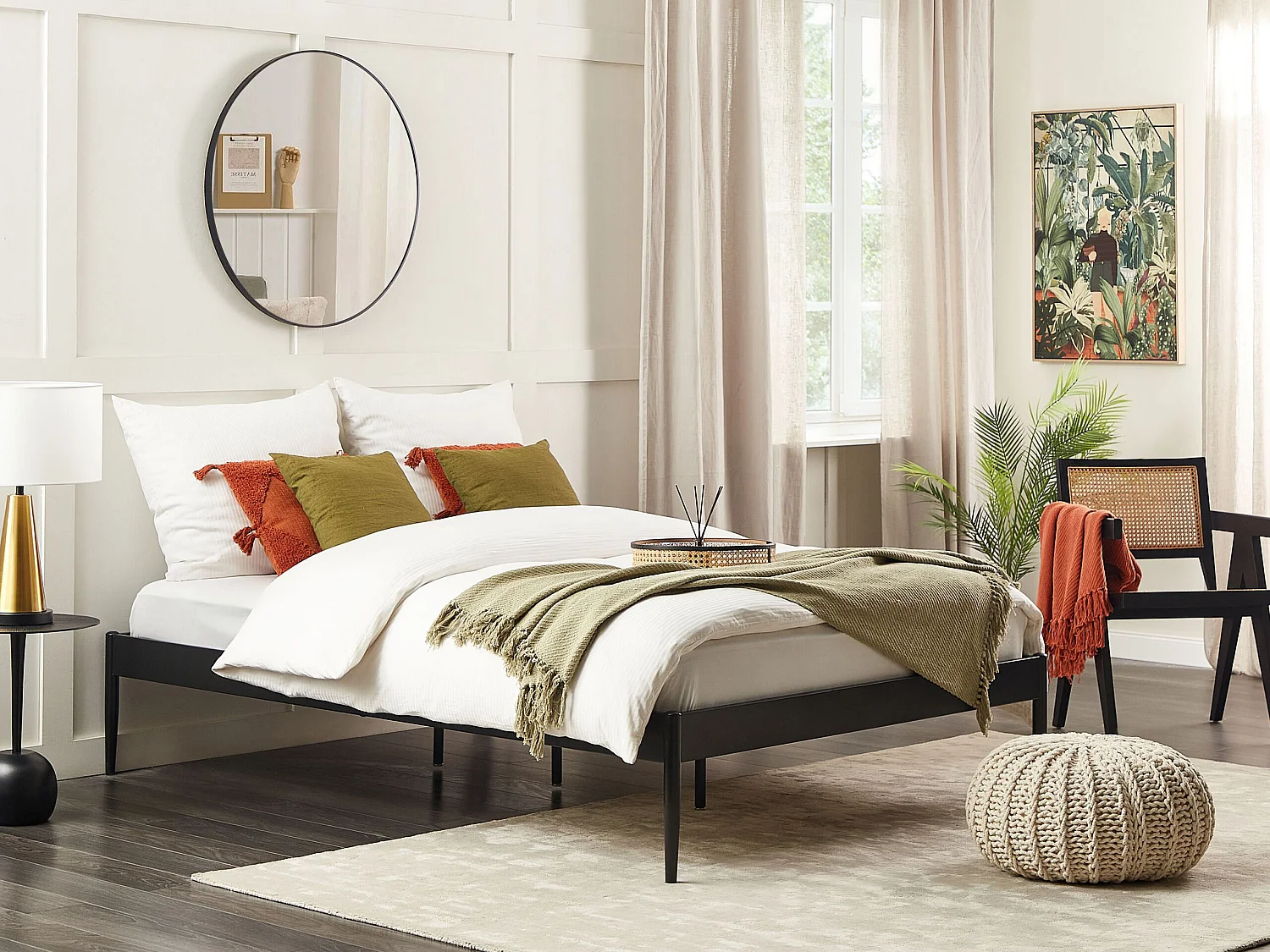 Metallbett mit Lattenrost 140 x 200 cm schwarz modern Industrie-Design Vaurs