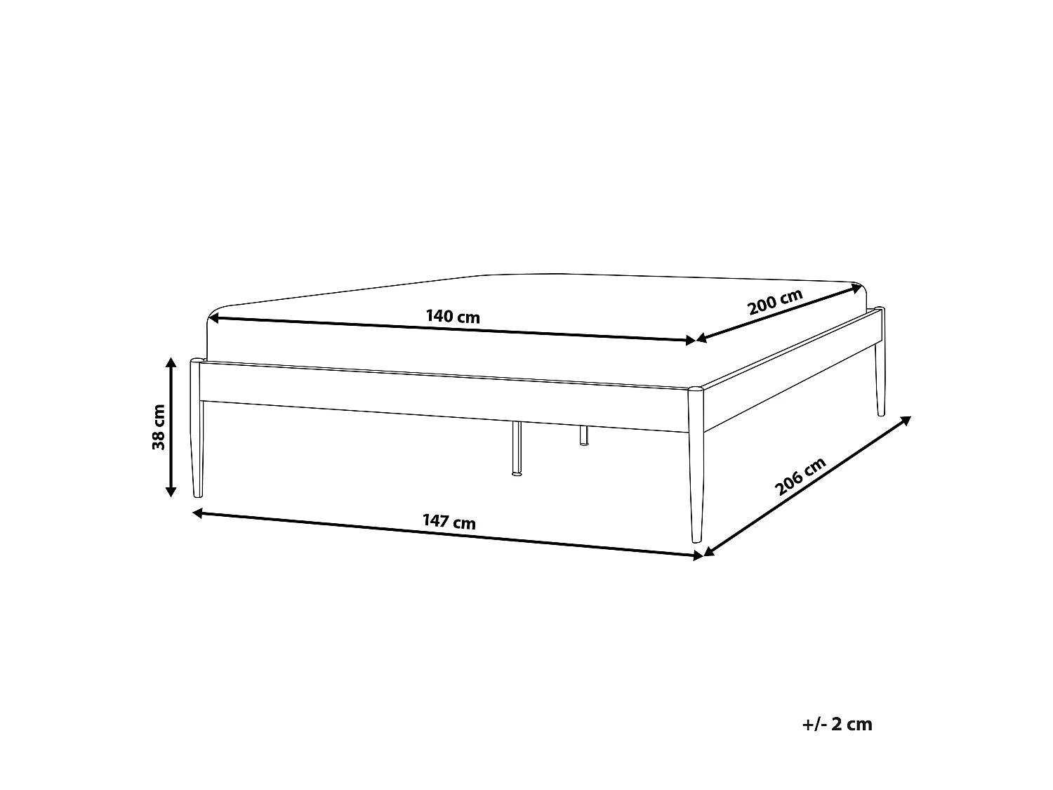 Bed Metal VAURS 140 x 200 cm (EU Double) Black