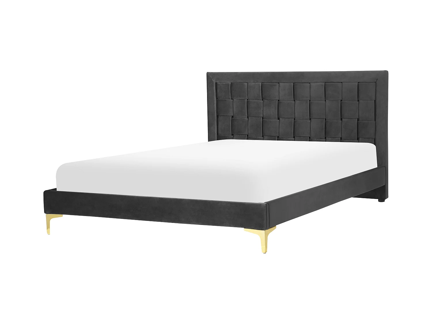 Lit avec sommier Velours LIMOUX 140 x 200 cm Noir