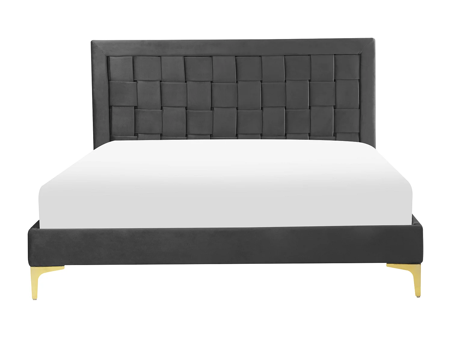 Luxuriöses Doppelbett Samtstoff schwarz mit Lattenrost 140 x 200 cm Limoux