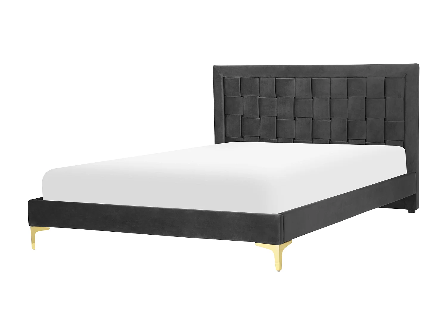 Lit avec sommier Velours LIMOUX 140 x 200 cm Noir