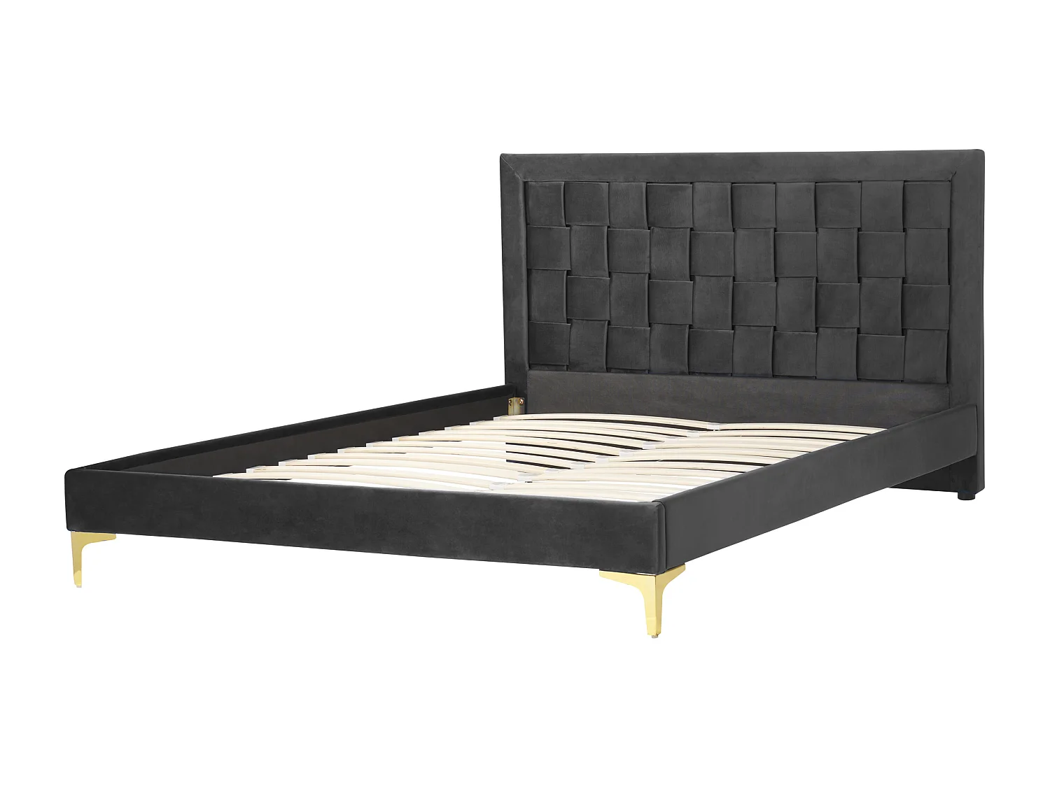 Lit avec sommier Velours LIMOUX 140 x 200 cm Noir