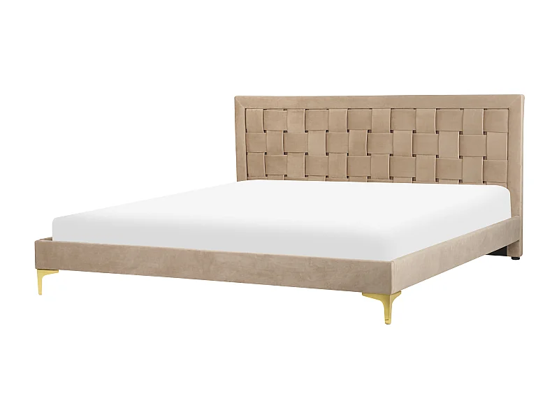 Bed Fluweel LIMOUX 180 x 200 cm Taupe