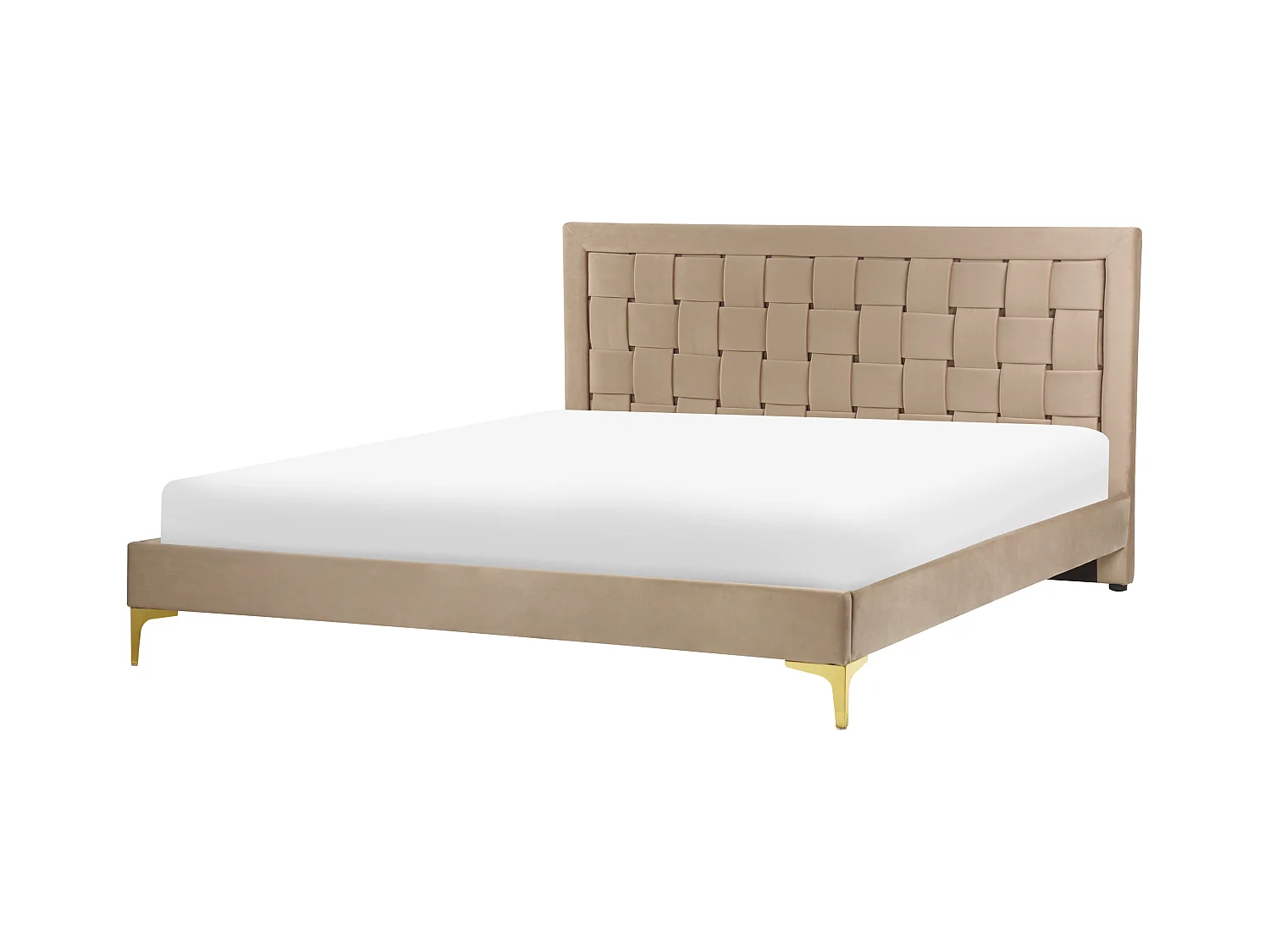 Lit avec sommier Velours LIMOUX 160 x 200 cm Taupe