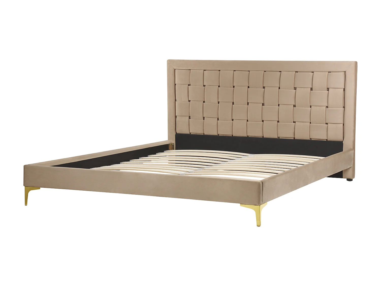 Lit avec sommier Velours LIMOUX 160 x 200 cm Taupe