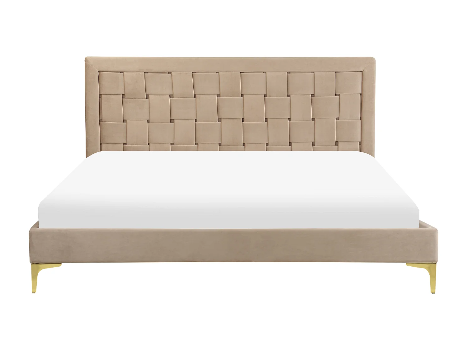 Lit avec sommier Velours LIMOUX 160 x 200 cm Taupe