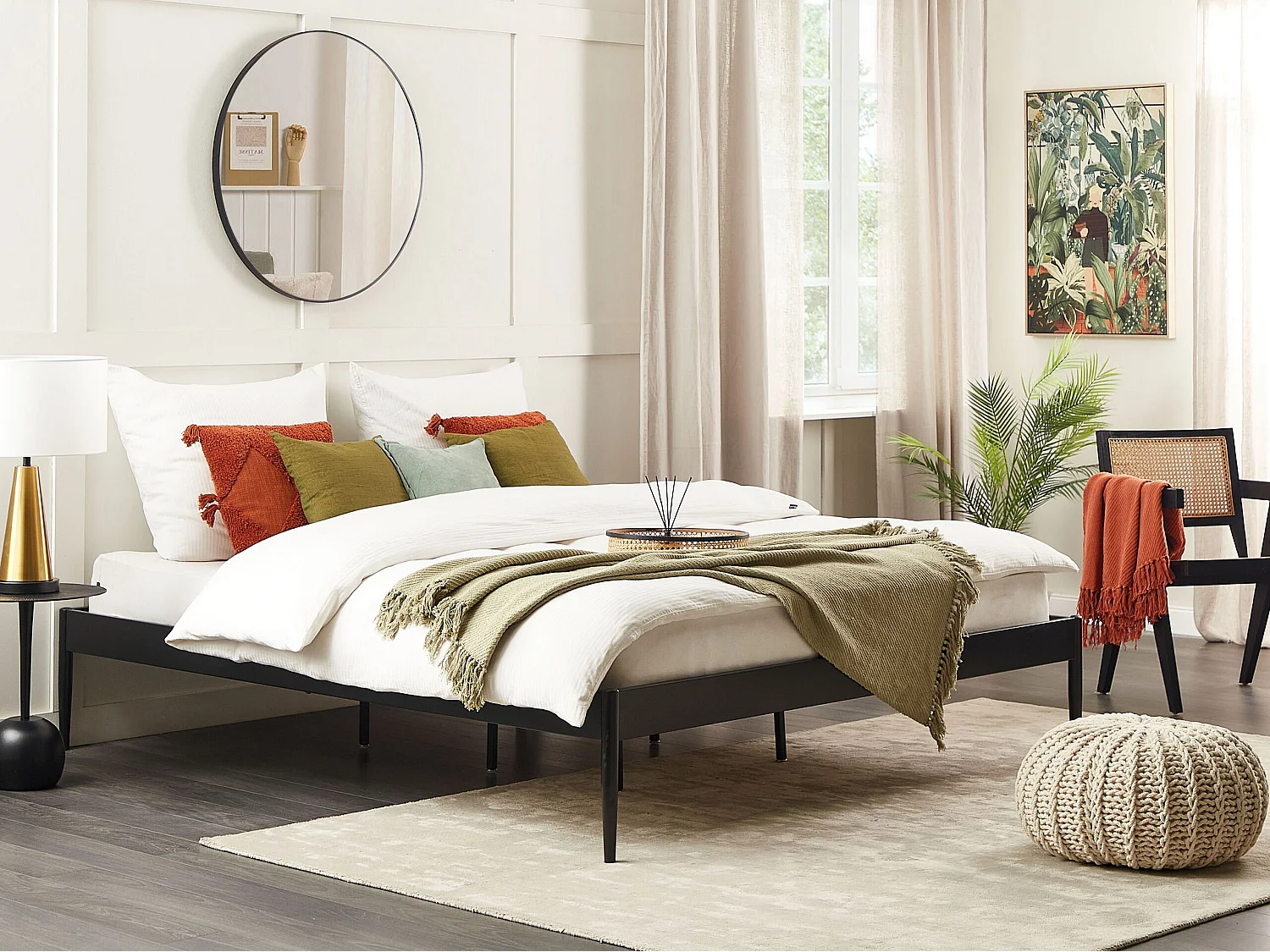 Metallbett mit Lattenrost 180 x 200 cm schwarz modern Industrie-Design Vaurs