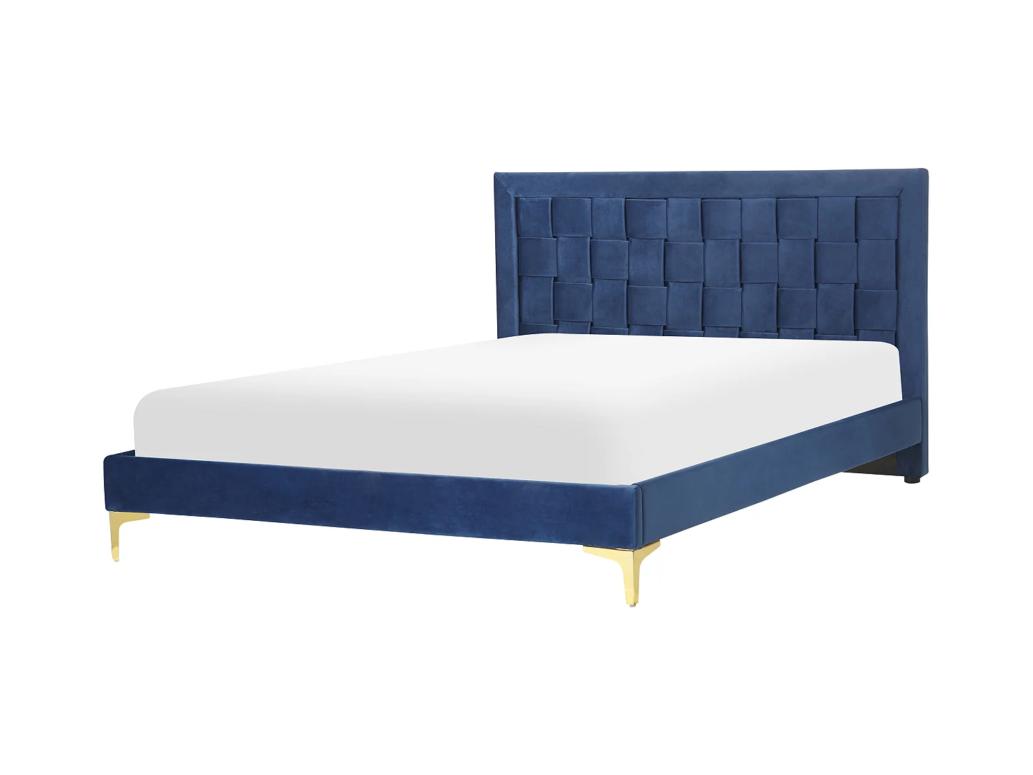 Bed Fluweel LIMOUX 140 x 200 cm Marineblauw