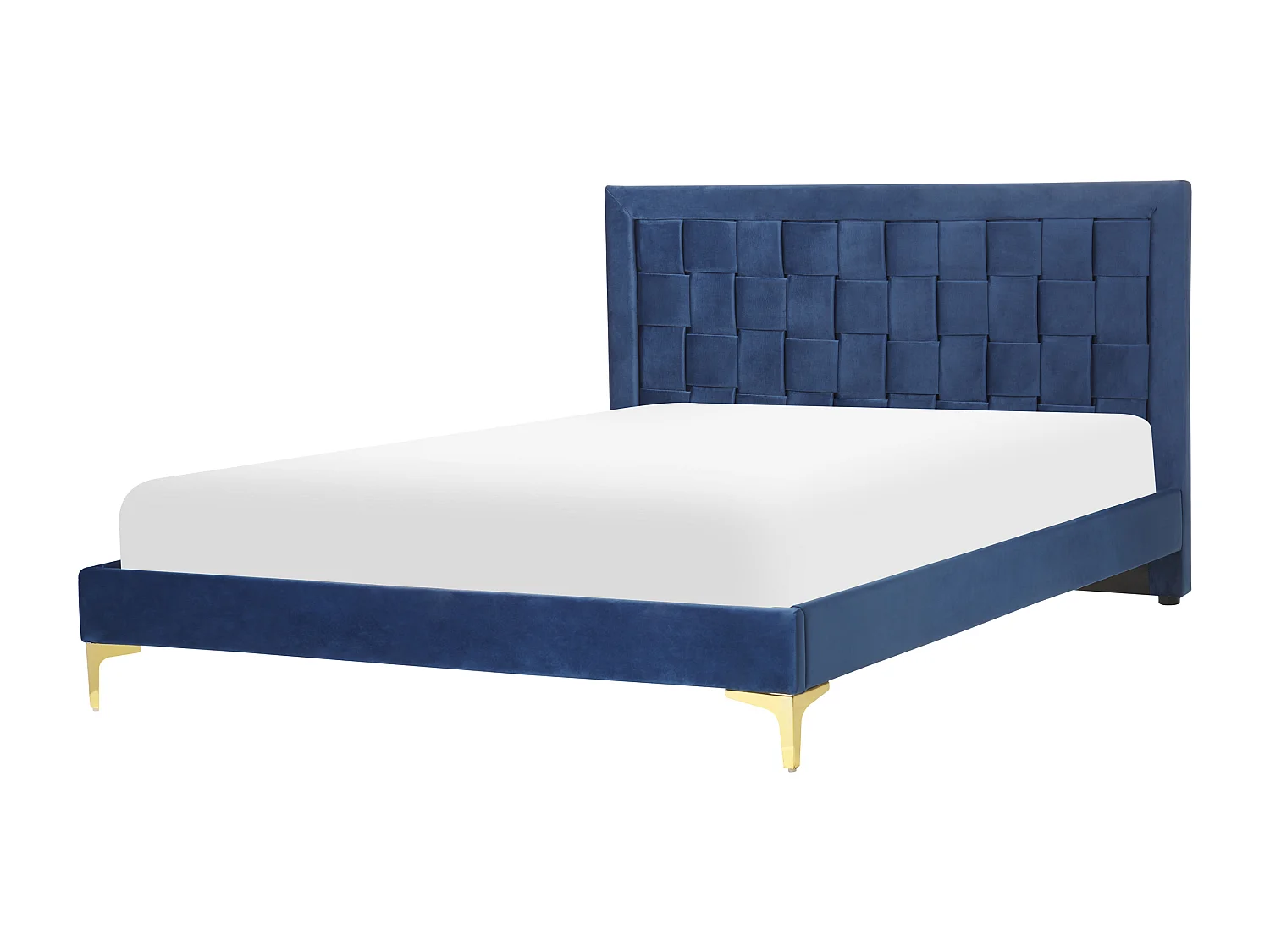 Luxuriöses Doppelbett Samtstoff blau mit Lattenrost 140 x 200 cm Limoux