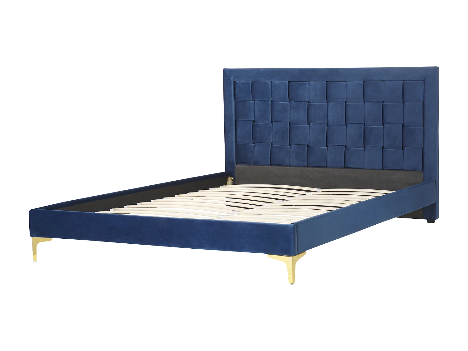 Letto Velluto LIMOUX 140 x 200 cm Blu marino