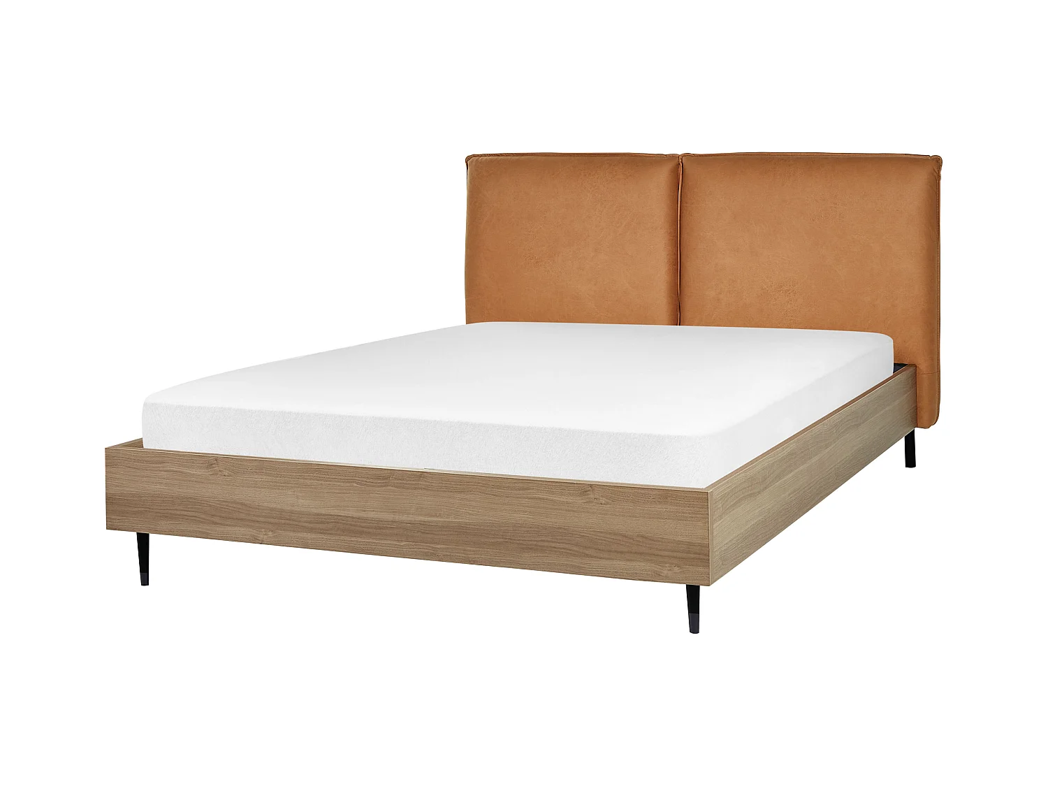 Lit avec sommier Cuir PU LIMANTON 160 x 200 cm Marron doré