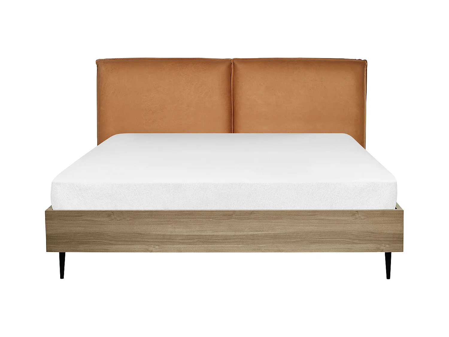 Bett Kunstleder braun / goldbraun 160 x 200 cm gepolstertes Kopfteil Limanton