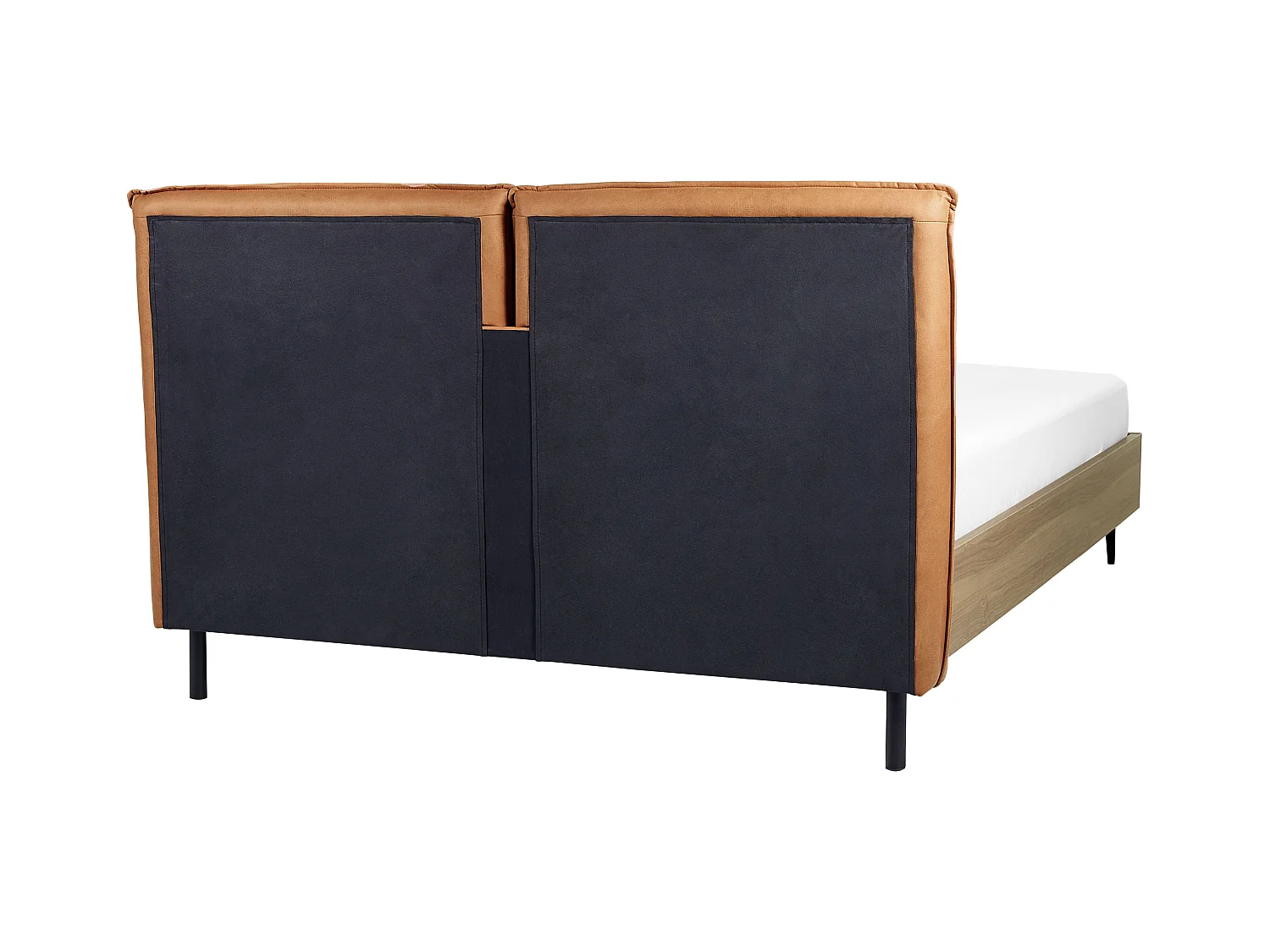 Bett Kunstleder braun / goldbraun 160 x 200 cm gepolstertes Kopfteil Limanton