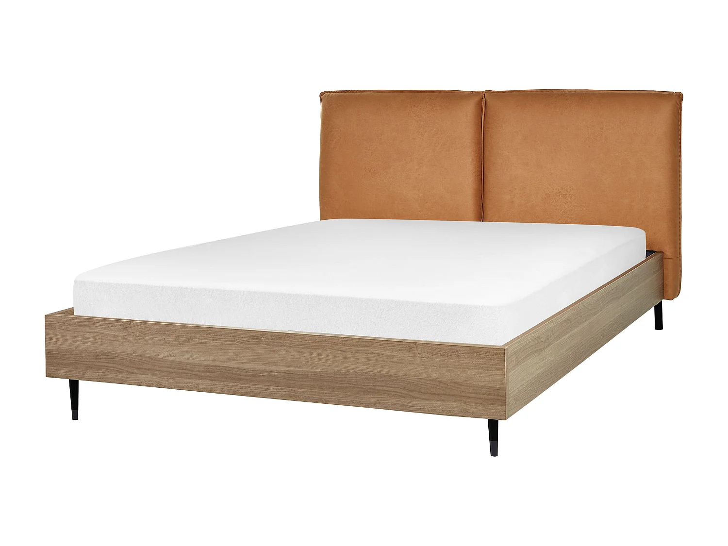 Lit avec sommier Cuir PU LIMANTON 160 x 200 cm Marron doré