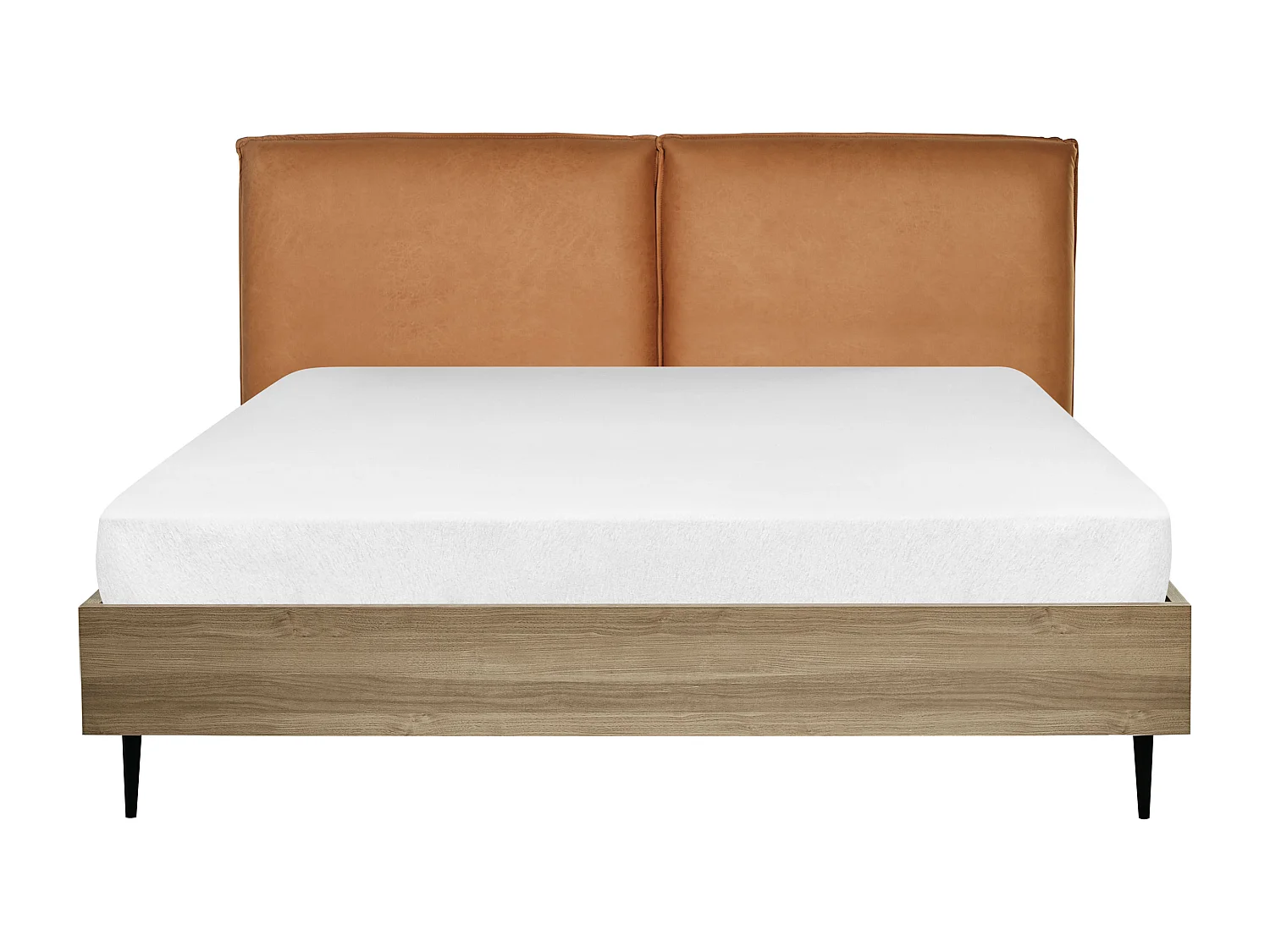 Lit avec sommier Cuir PU LIMANTON 160 x 200 cm Marron doré