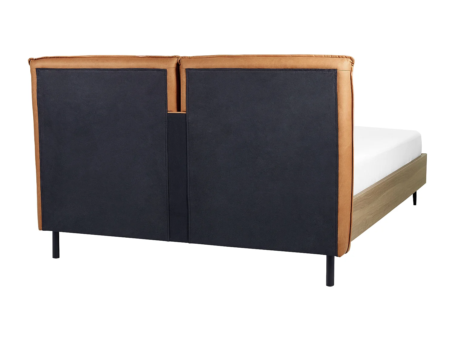 Lit avec sommier Cuir PU LIMANTON 160 x 200 cm Marron doré