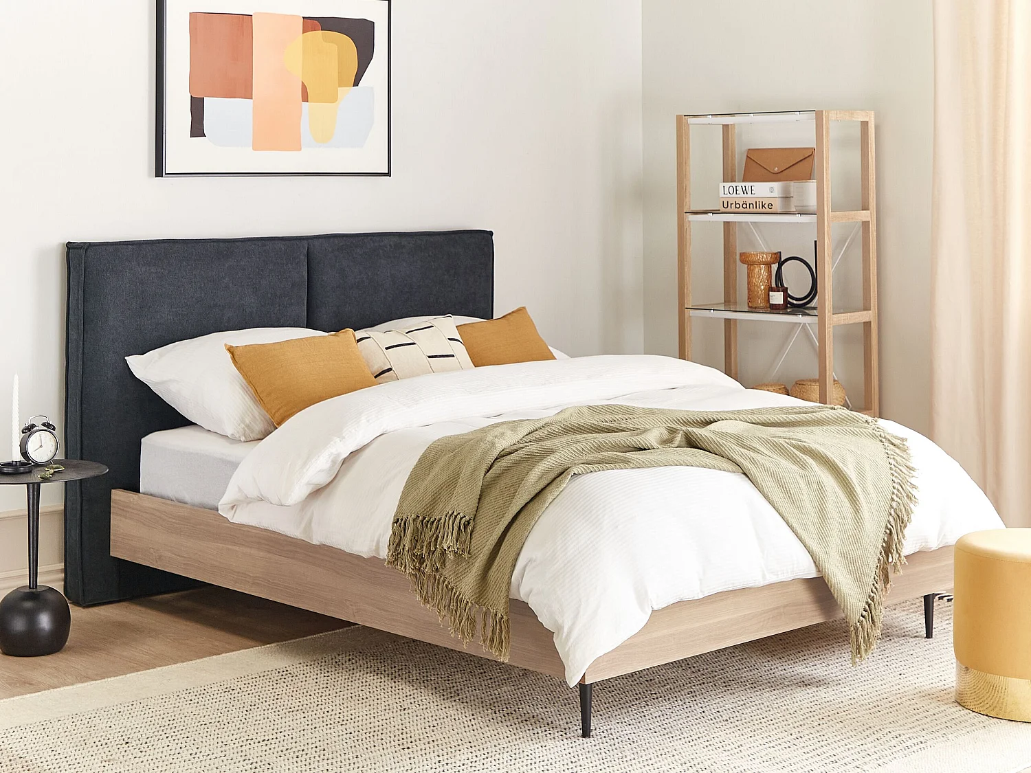 Lit avec sommier Tissu IZERNORE 140 x 200 cm Gris foncé