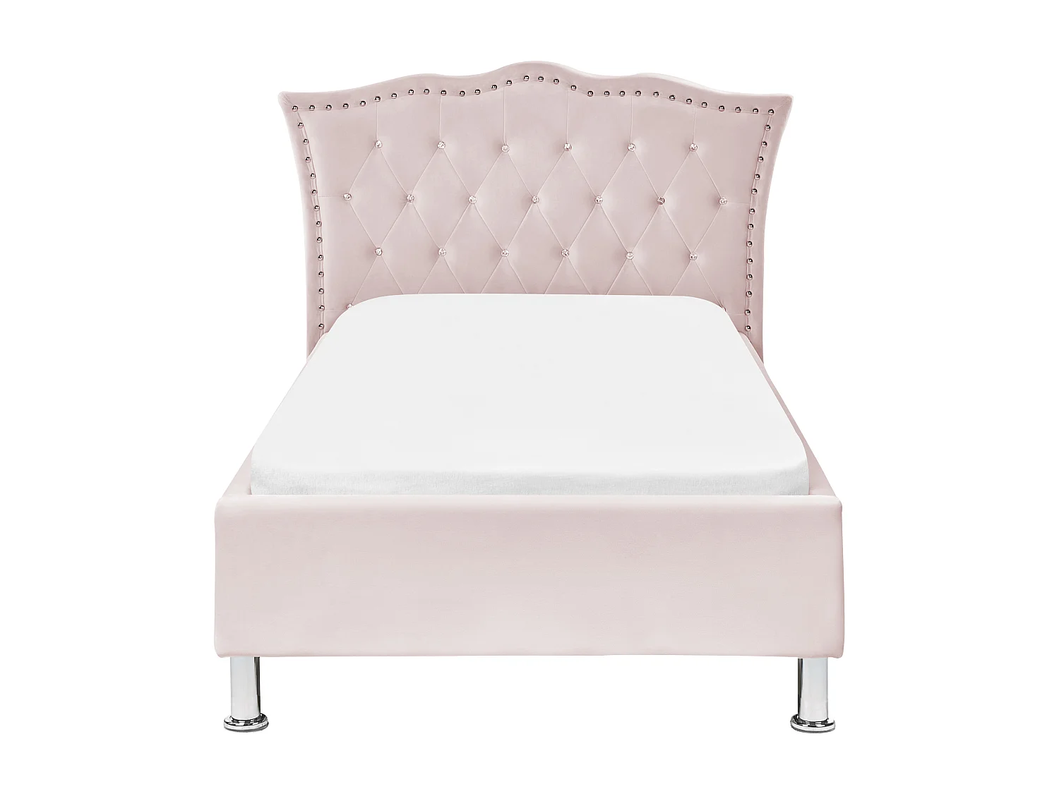Bett mit Lattenrost 90x200 cm Samtstoff rosa Metallfüße Chesterfield-Stil Metz