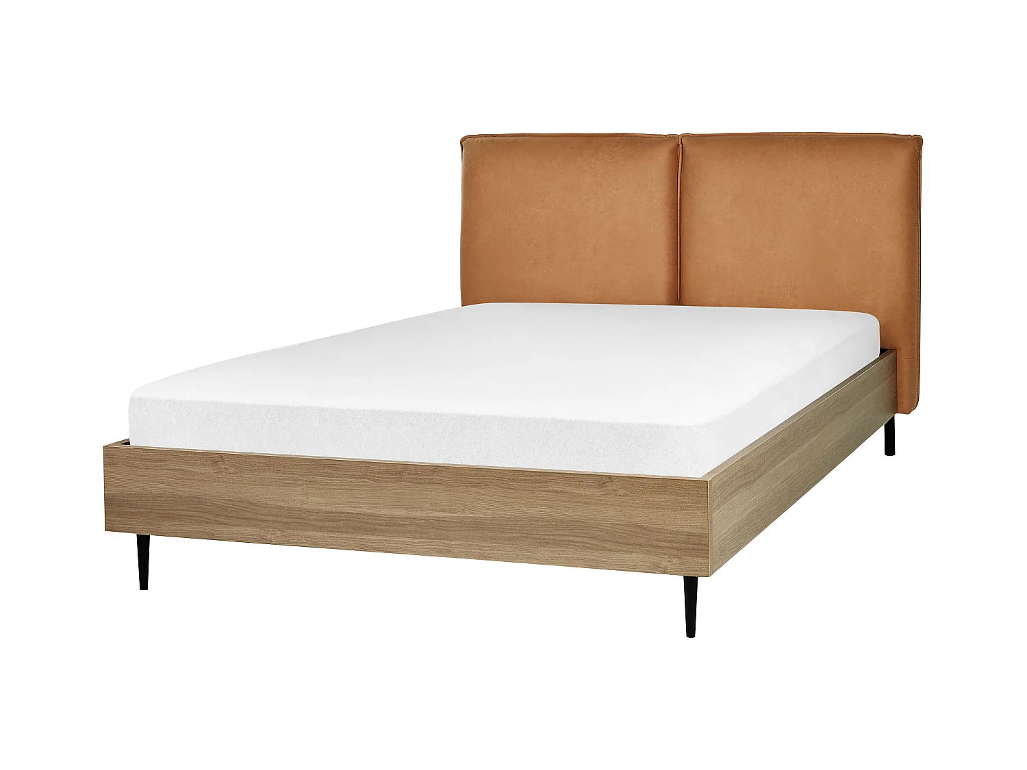 Lit avec sommier Cuir PU LIMANTON 140 x 200 cm Marron doré
