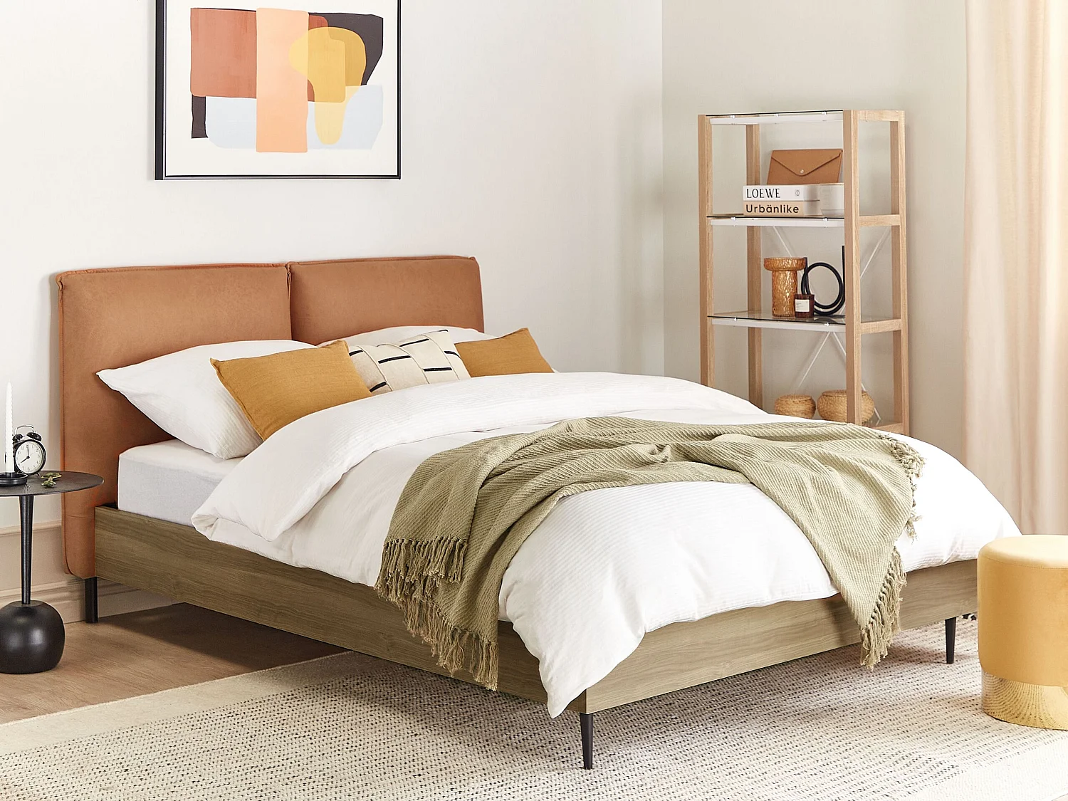 Lit avec sommier Cuir PU LIMANTON 140 x 200 cm Marron doré