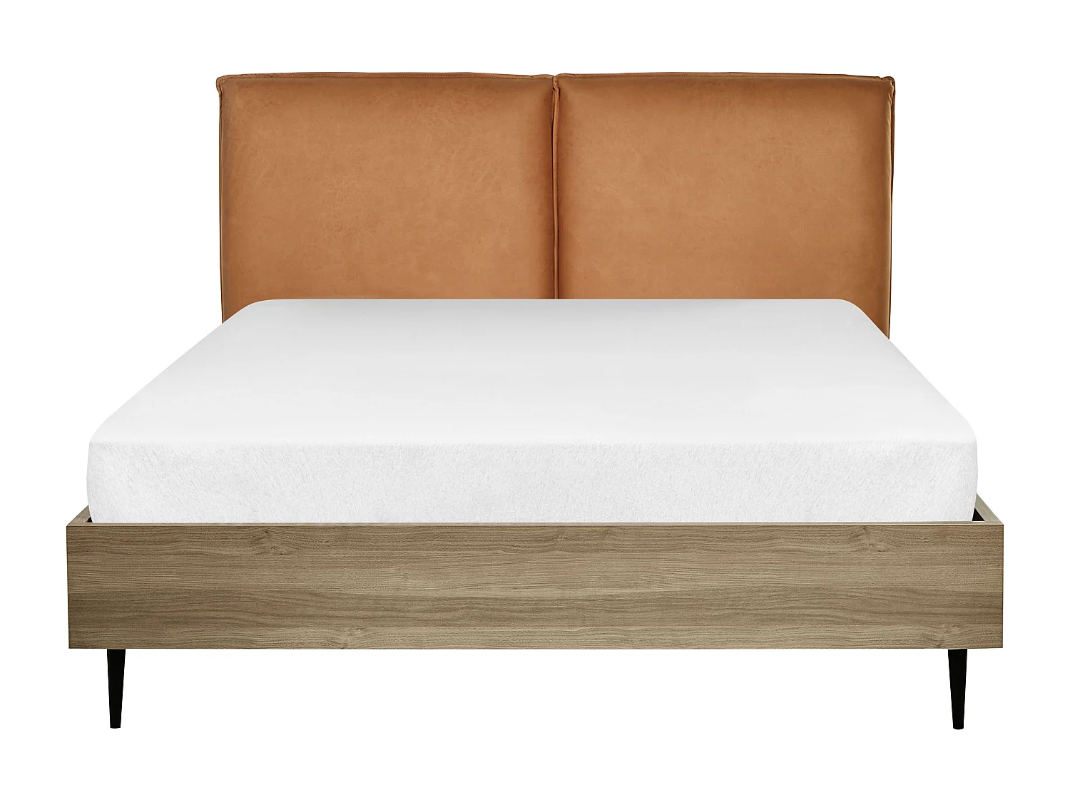Lit avec sommier Cuir PU LIMANTON 140 x 200 cm Marron doré