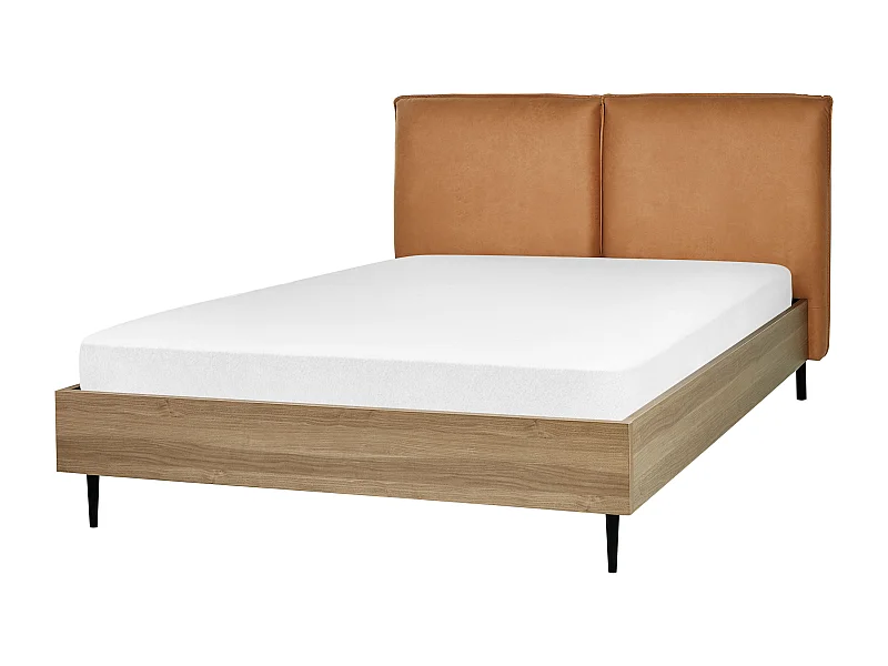 Lit avec sommier Cuir PU LIMANTON 140 x 200 cm Marron doré