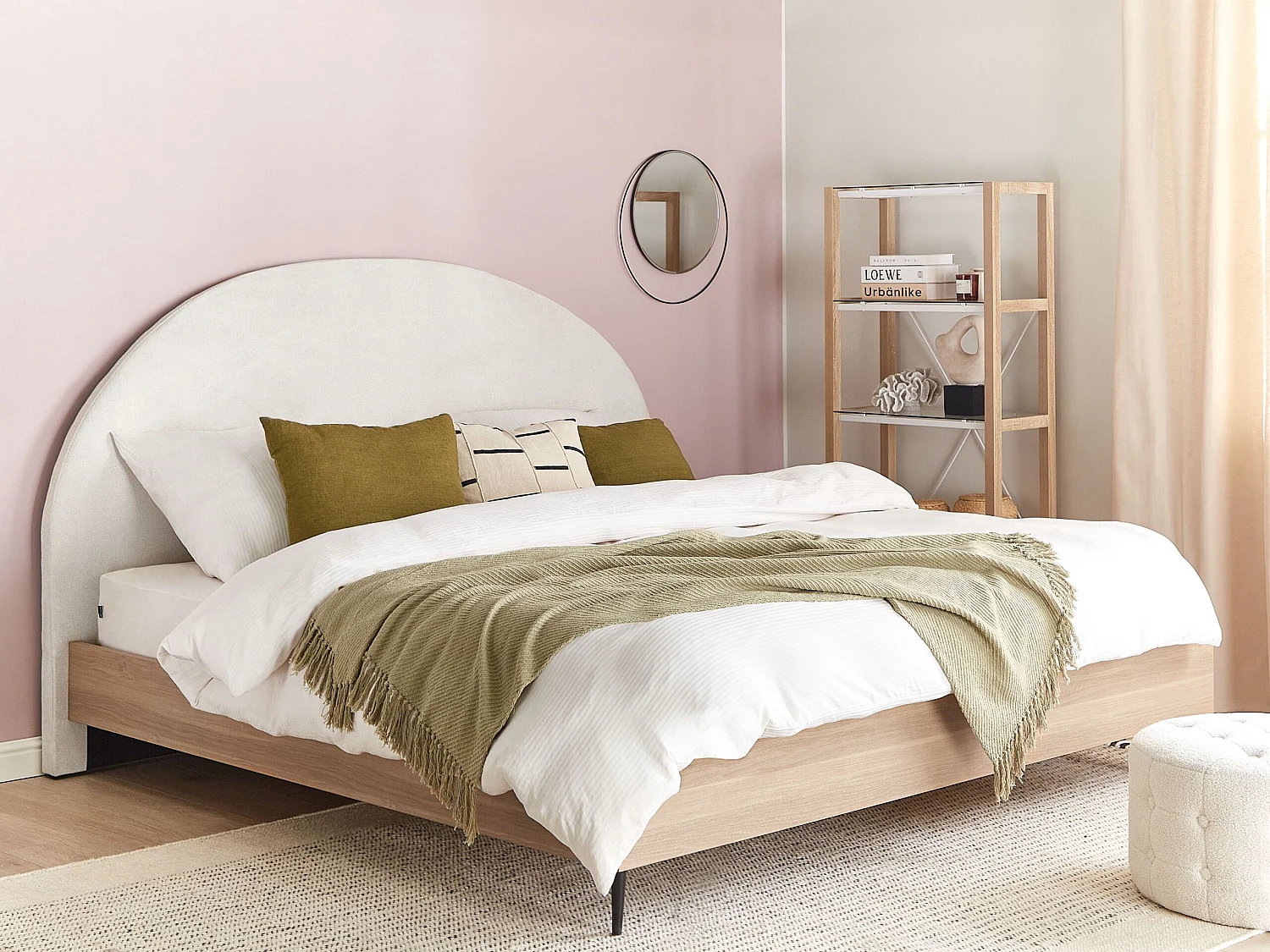 Lit avec sommier Tissu MILLAY 180 x 200 cm Blanc cassé