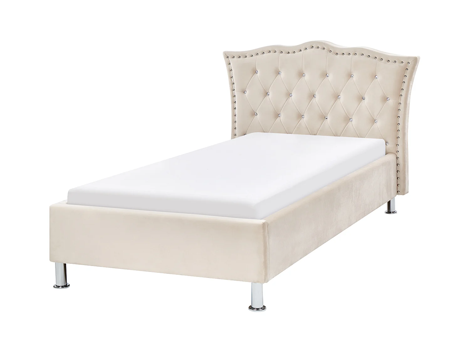 Lit avec sommier Velours METZ 90 x 200 cm Beige